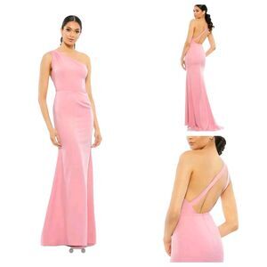 New MAC DUGGAL 26266 Rose Pink One Shoulder Jersey Mermaid Gown Women's (6)-$298